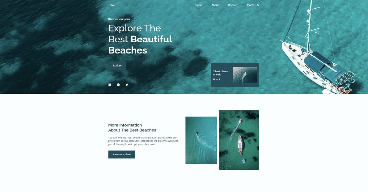 Screenshot of Travel Website project