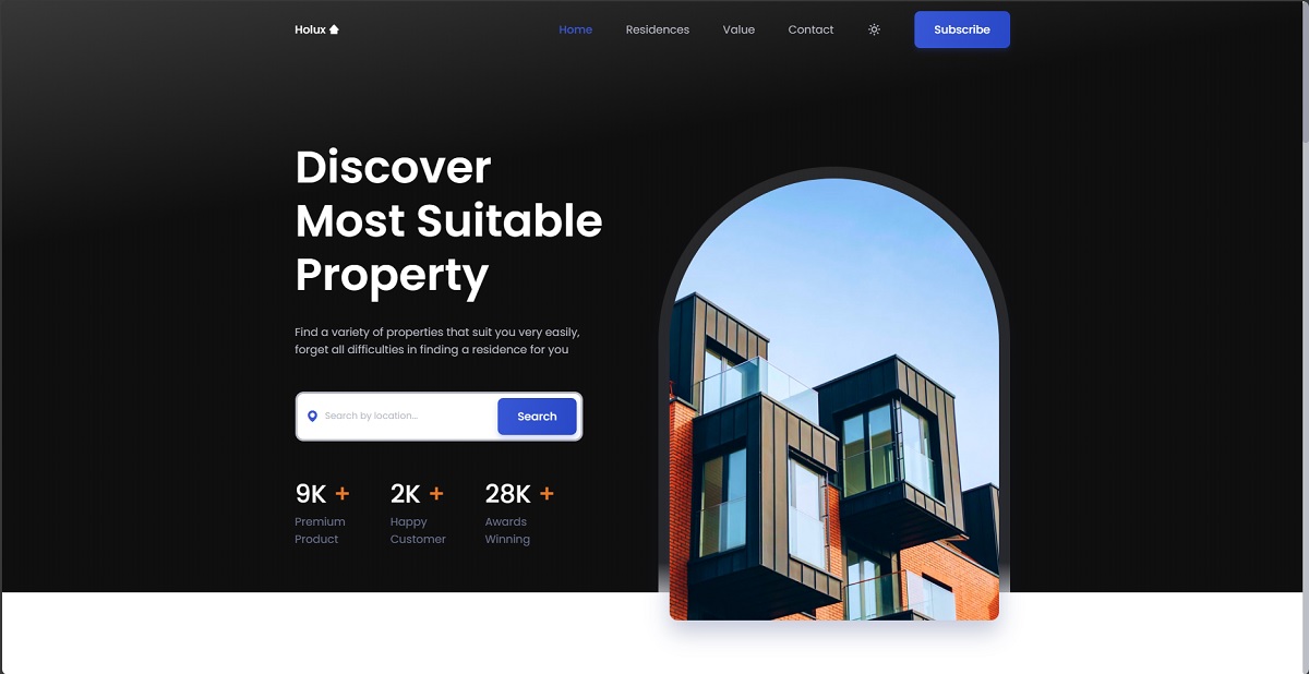 Screenshot of Real Estate project