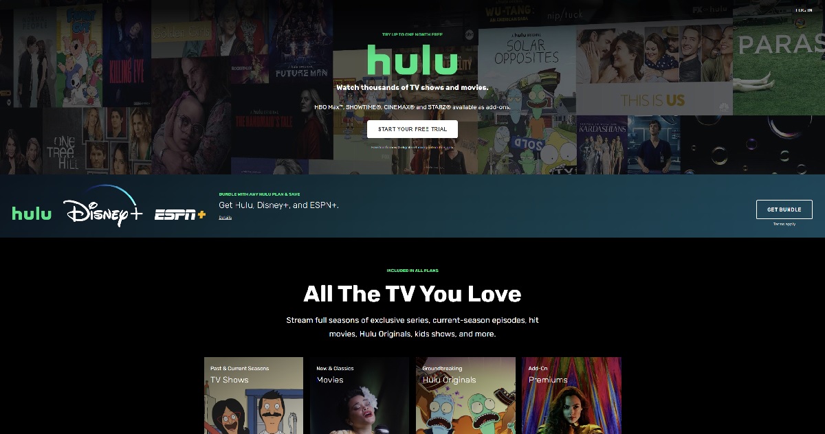Screenshot of Hulu Clone project
